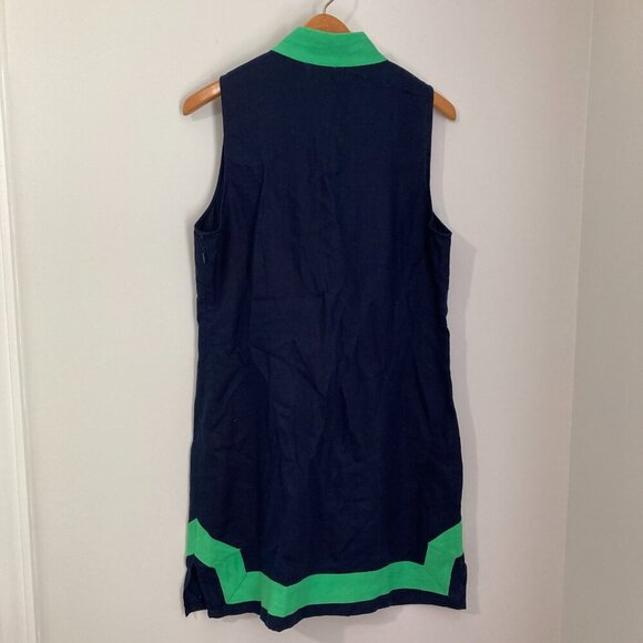 Sail To Sable Linen Blue Green Tunic Dress Womens L Linen Blend Coastal Preppy - Picture 8 of 13